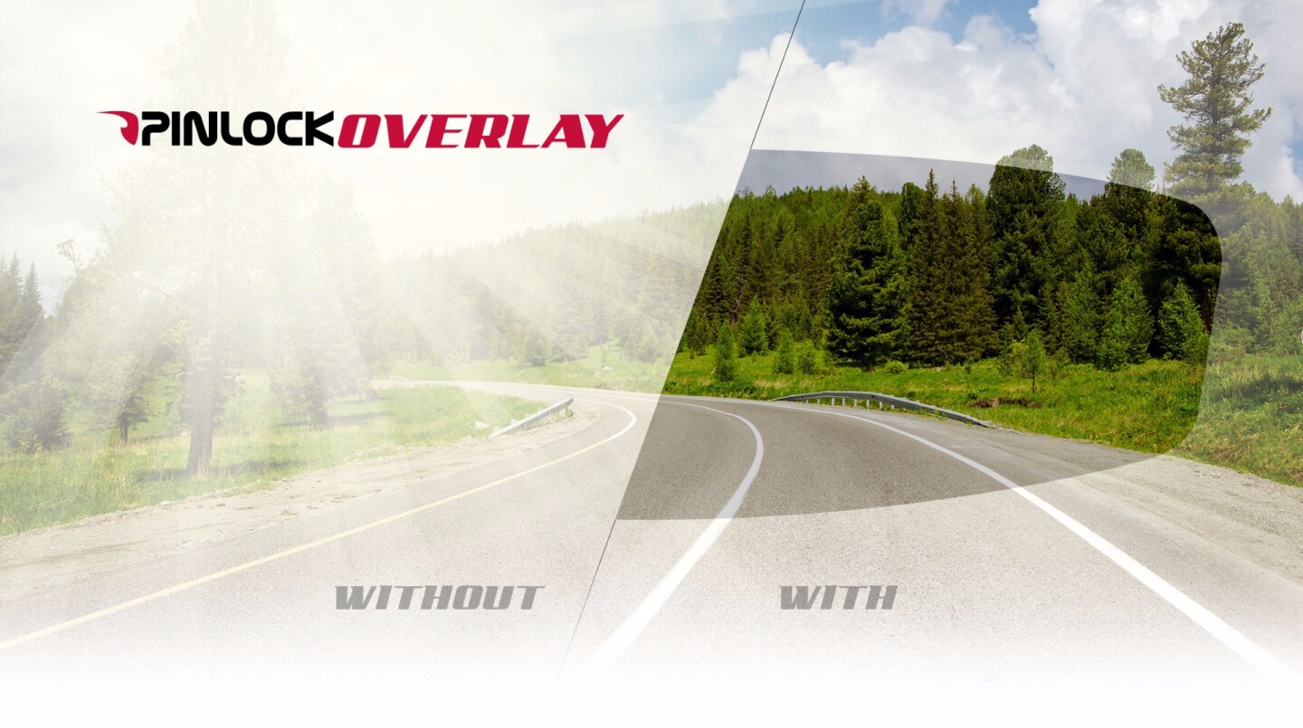 Adapting in seconds to sunlight, the Pinlock Overlay protects from sun glare by turning from clear to dark smoke