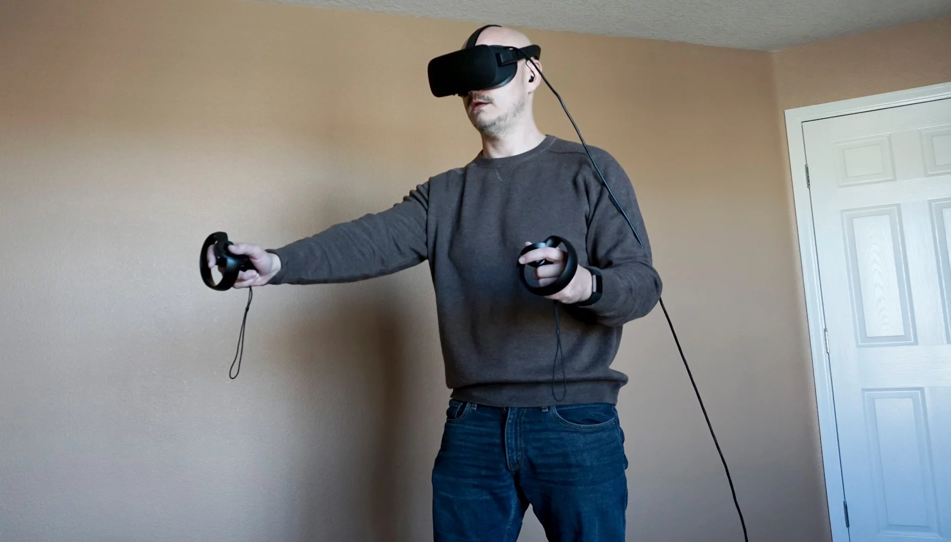 The Rift can handle room-scale, but its sensors aren't as well-suited for it as the Vive's