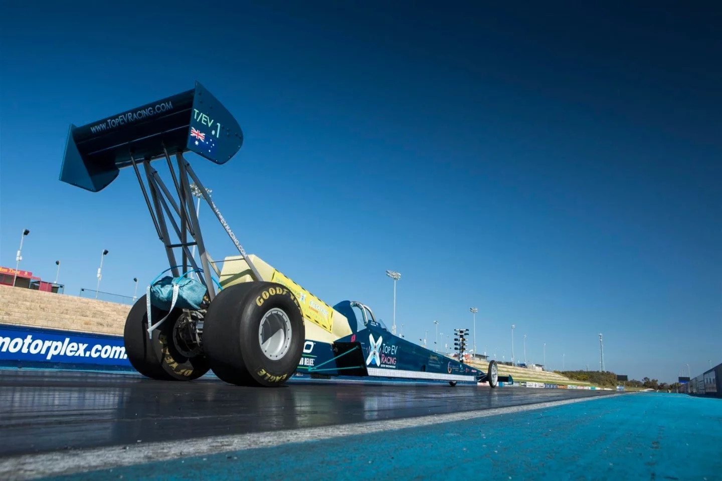 Top EV Racing's Arc'd Up dragster - a 5,000 horsepower electric beast with drag racing and land speed records in its sights