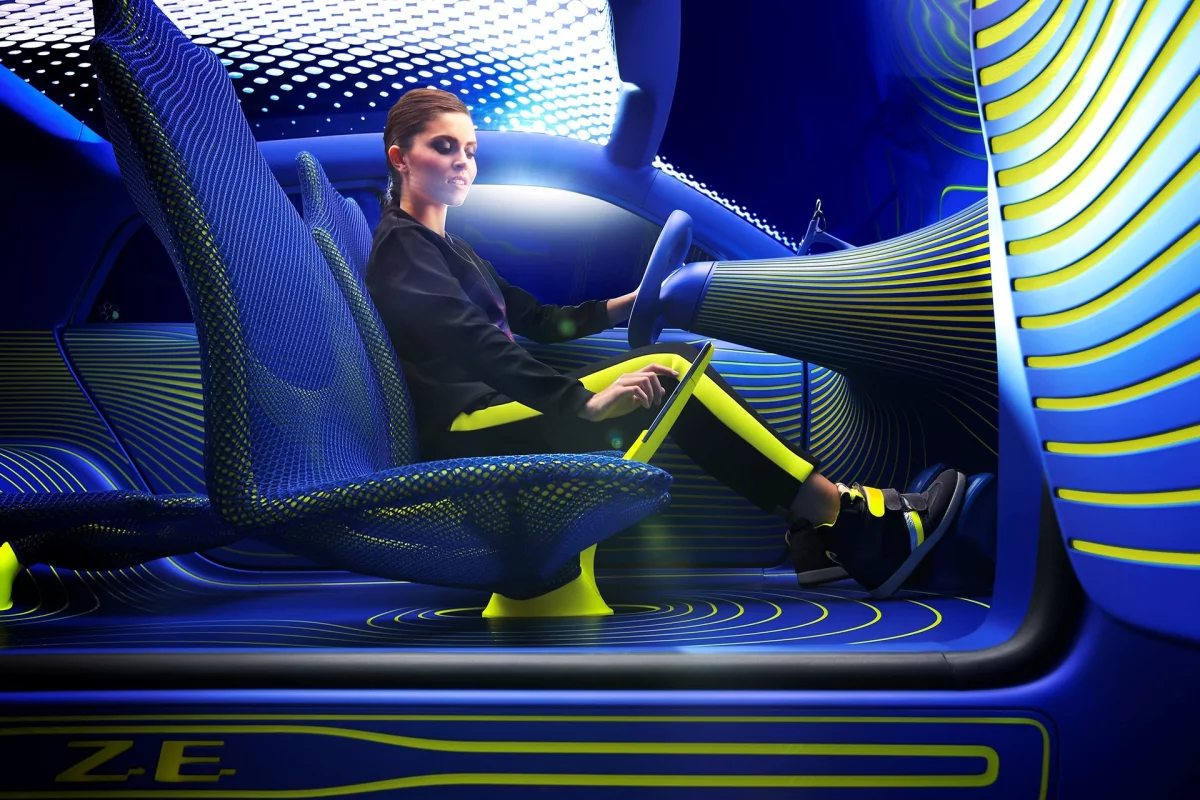 On the non-existent dash, a smartphone provides speed, mileage, turning signals and other critical system information