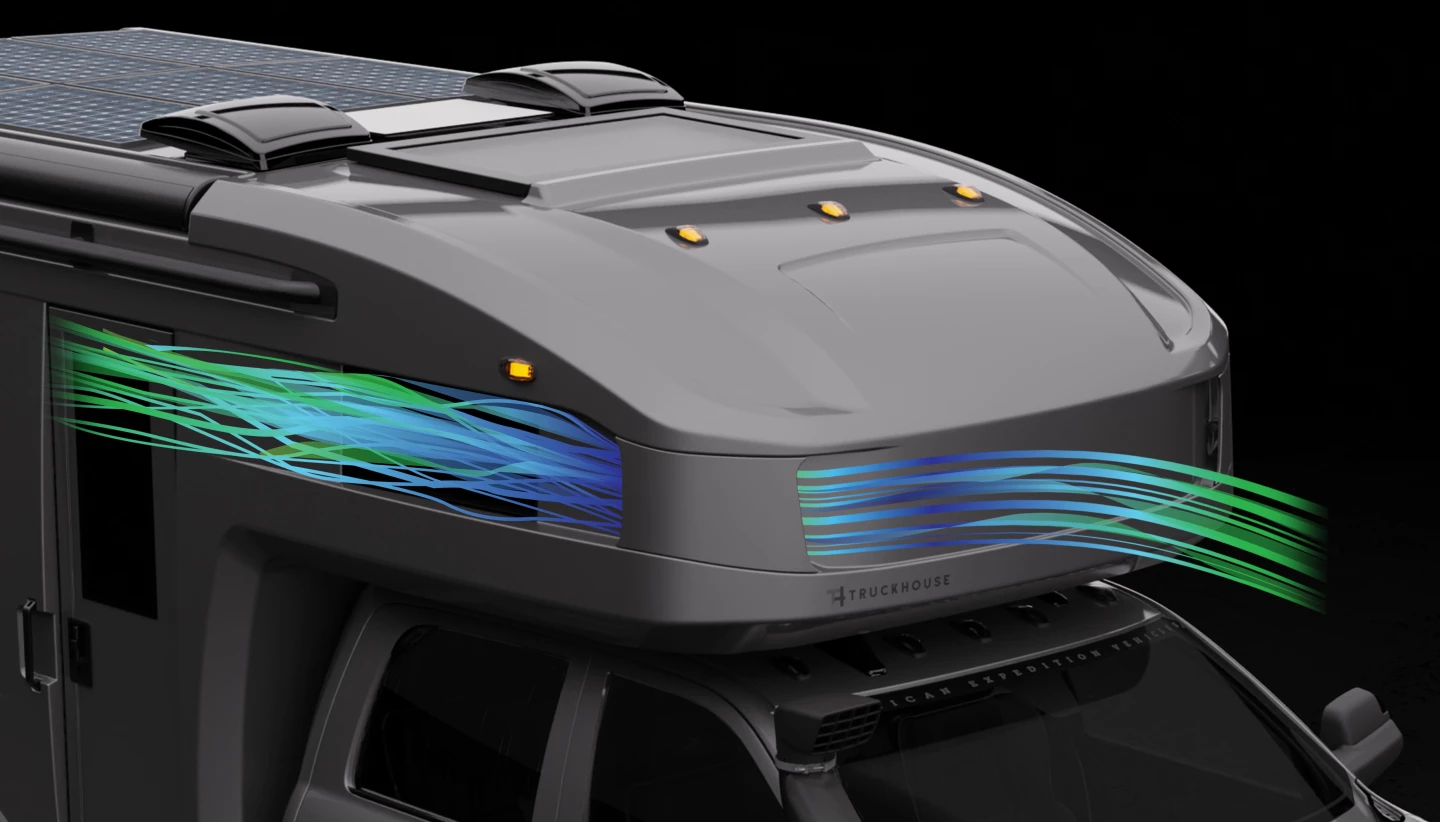 TruckHouse adds High Pressure Reduction HiPR Foils to the front of the BCR, helping to channel air more aerodynamically around to the sides