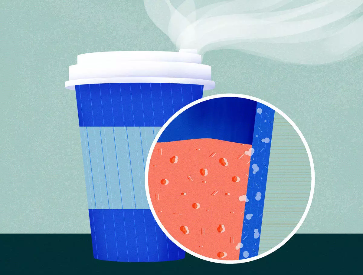 A new study has shown that coffee cups lined with a plastic film on the inside can release trillions of particles into boiling water