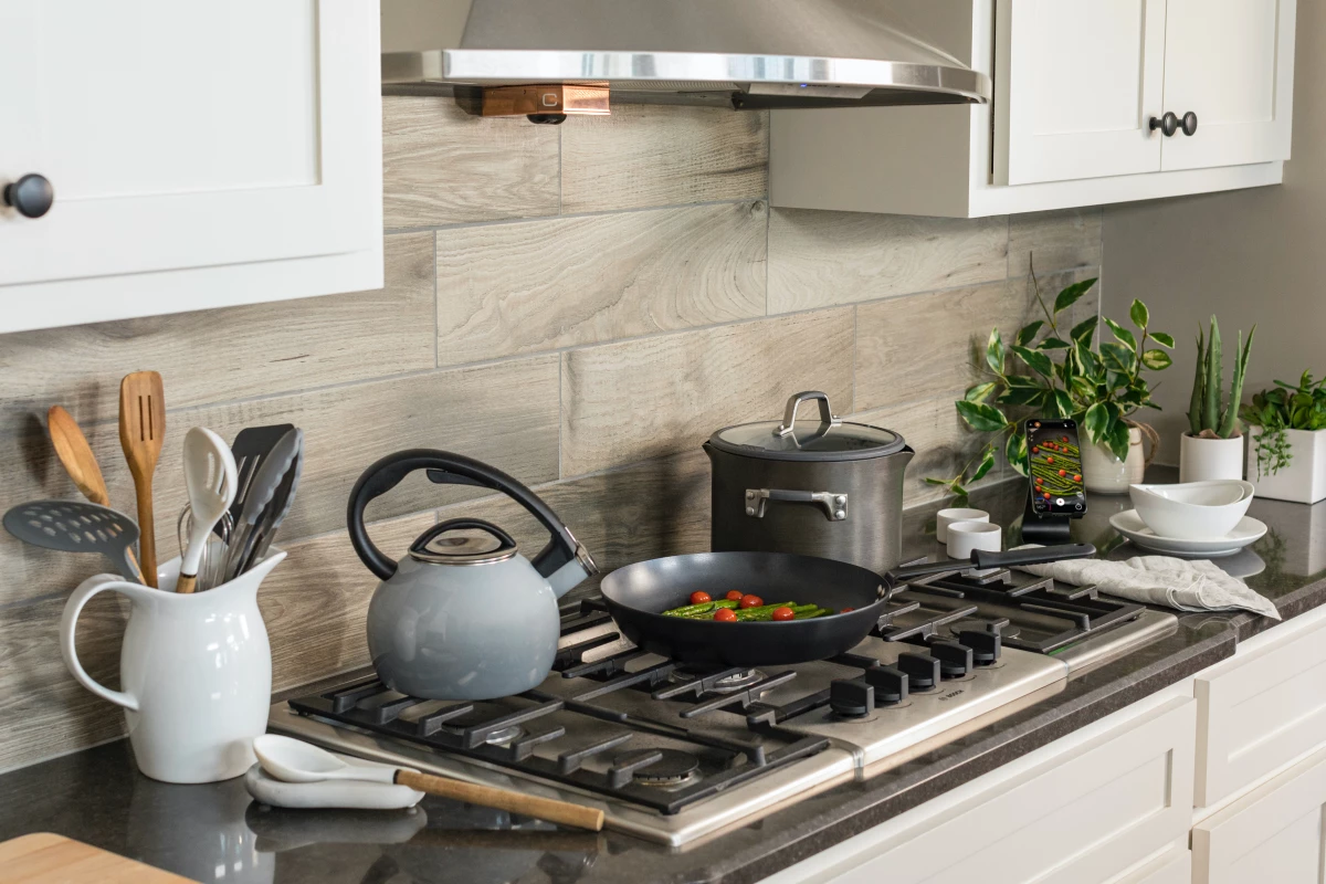 The Cooksy camera module (at top, copper-colored) incorporates optical and thermal imaging cameras