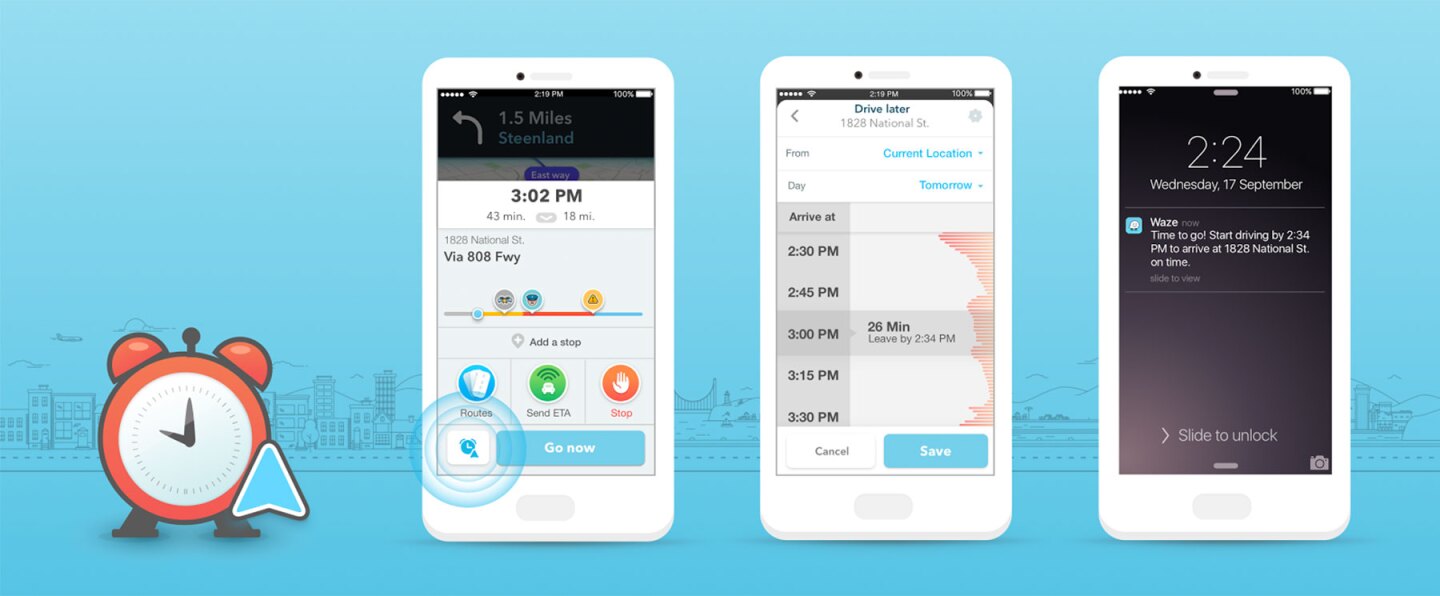 The crowd-sourced navigation app Waze offers real-time road condition feedback from other users in your area