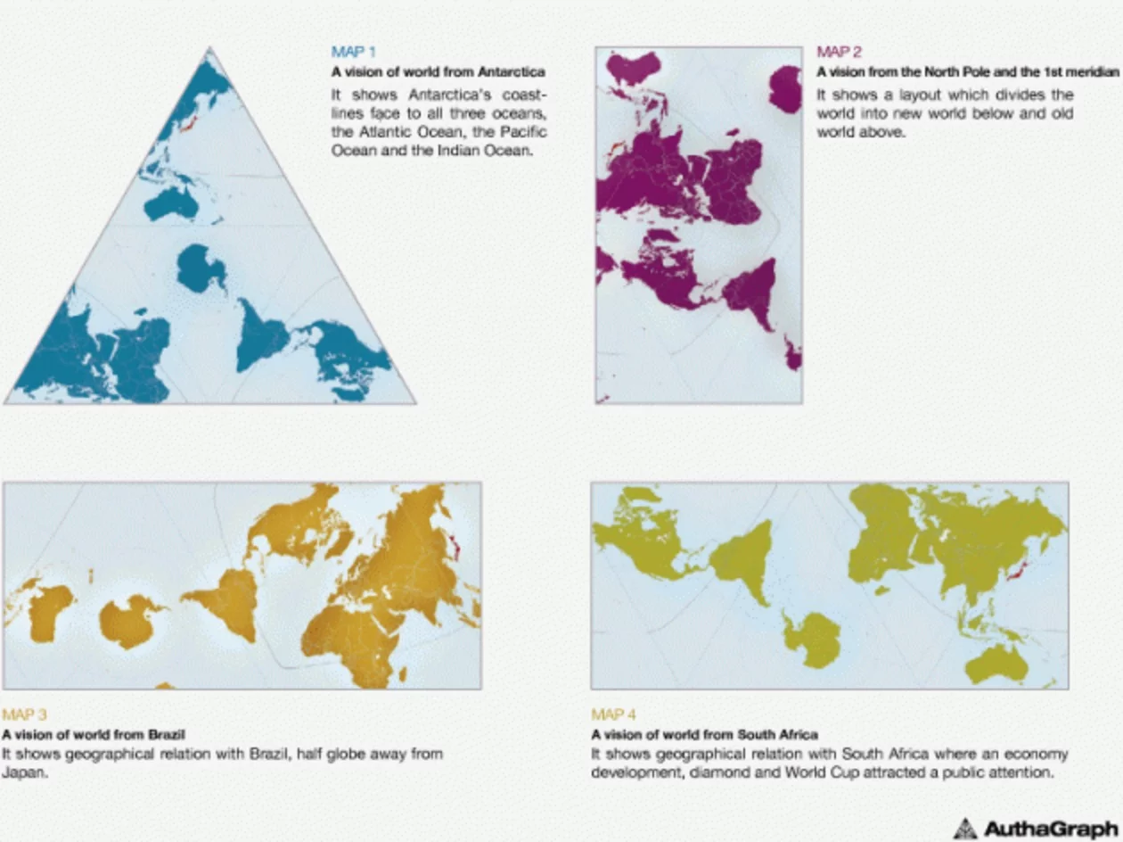 The Authagraph World Map: different cutouts can give different perspectives on the world