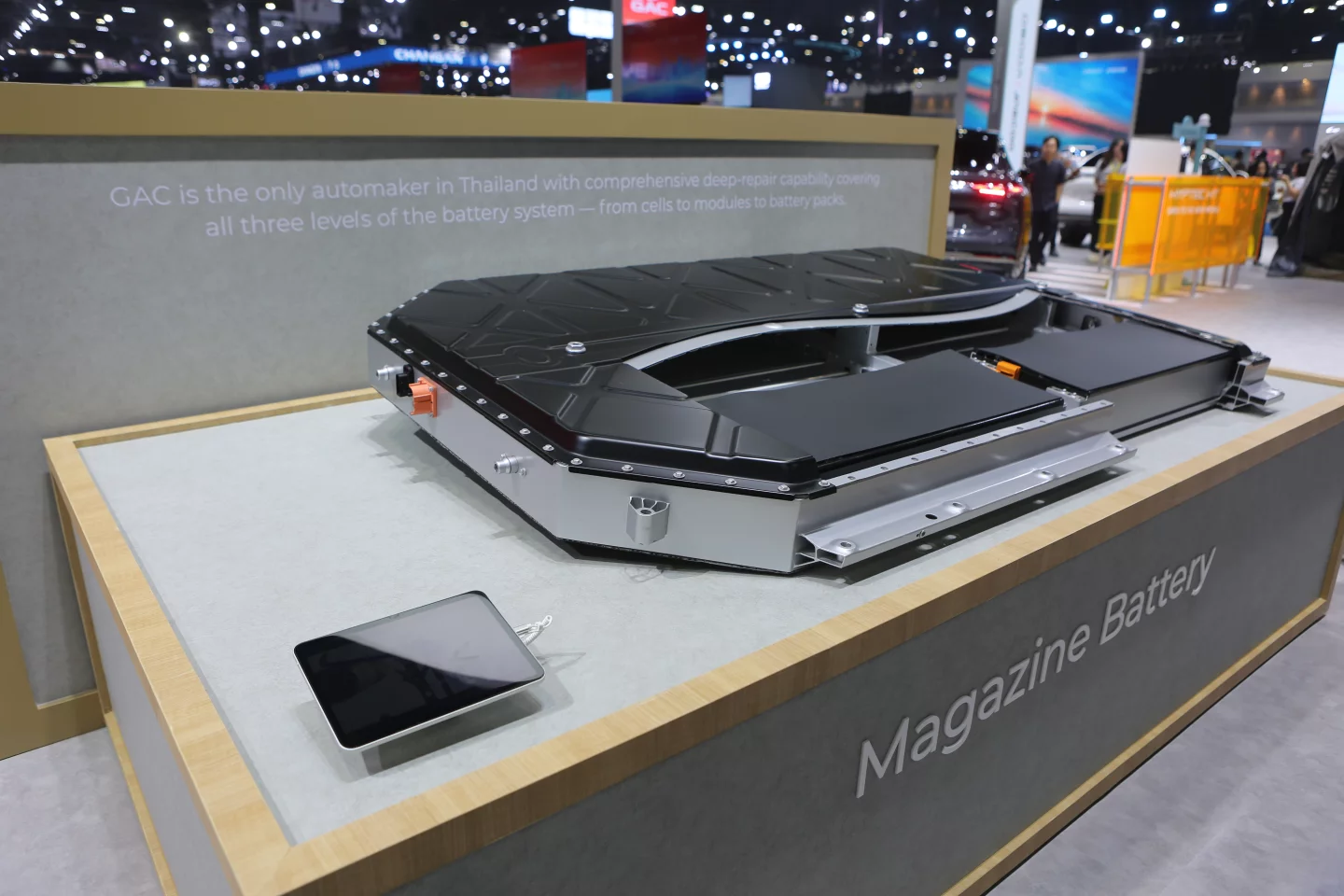 Chinese automotive giant GAC developed the "Magazine Battery" to mitigate safety concerns about batteries involved in accidents. The battery has been used in the GAC AION electric vehicle series, including the AION V & V Plus, AION Y & Y Plus, AION S, and Hyptec HT. This high-safety battery technology, now in version 2.0, is designed for extreme thermal protection.