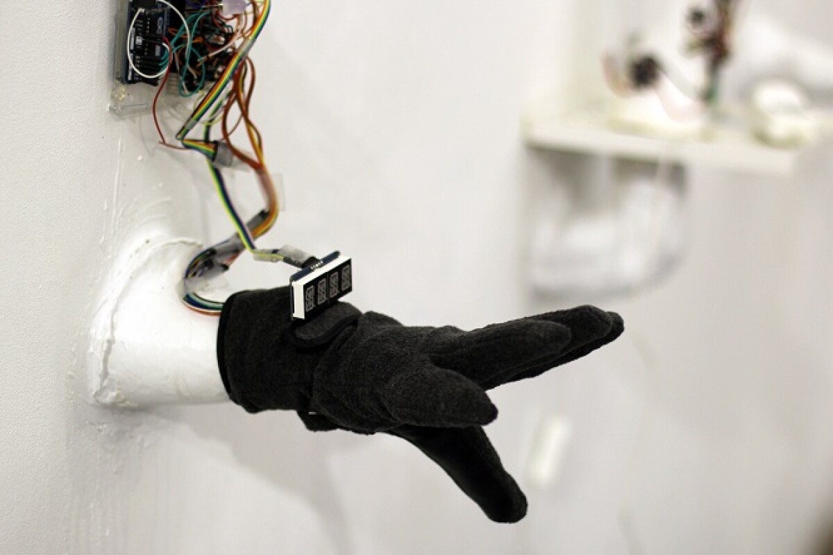 The SignLanguageGlove features a handful of sensors to convert hand and finger movements into text and spoken dialogue