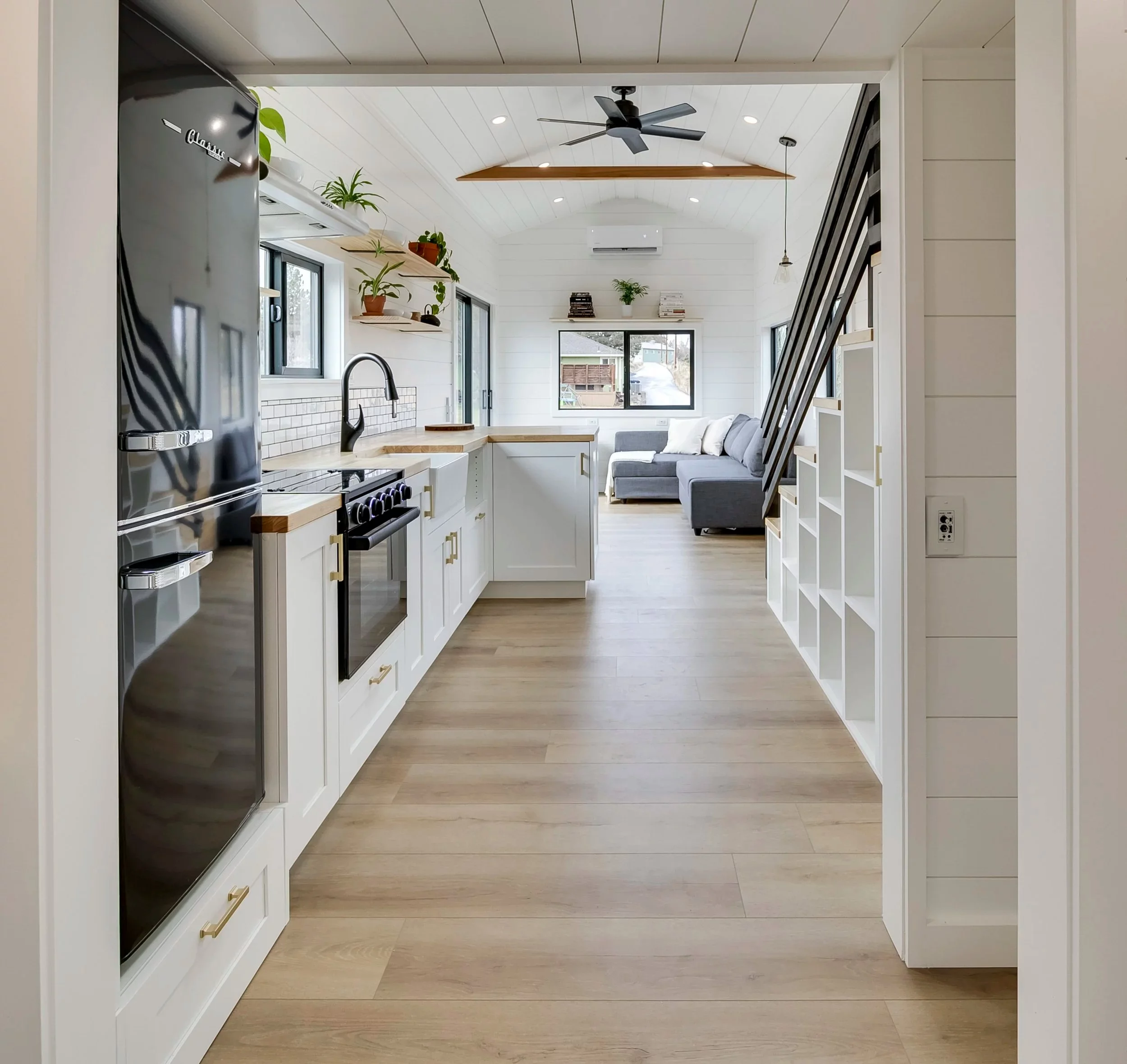 The Ochoco includes a ceiling fan and a mini-split air-conditioning unit