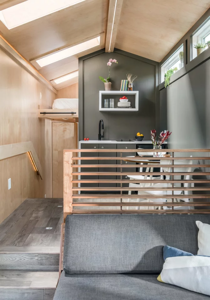 The Orchid Tiny House is topped by three skylights