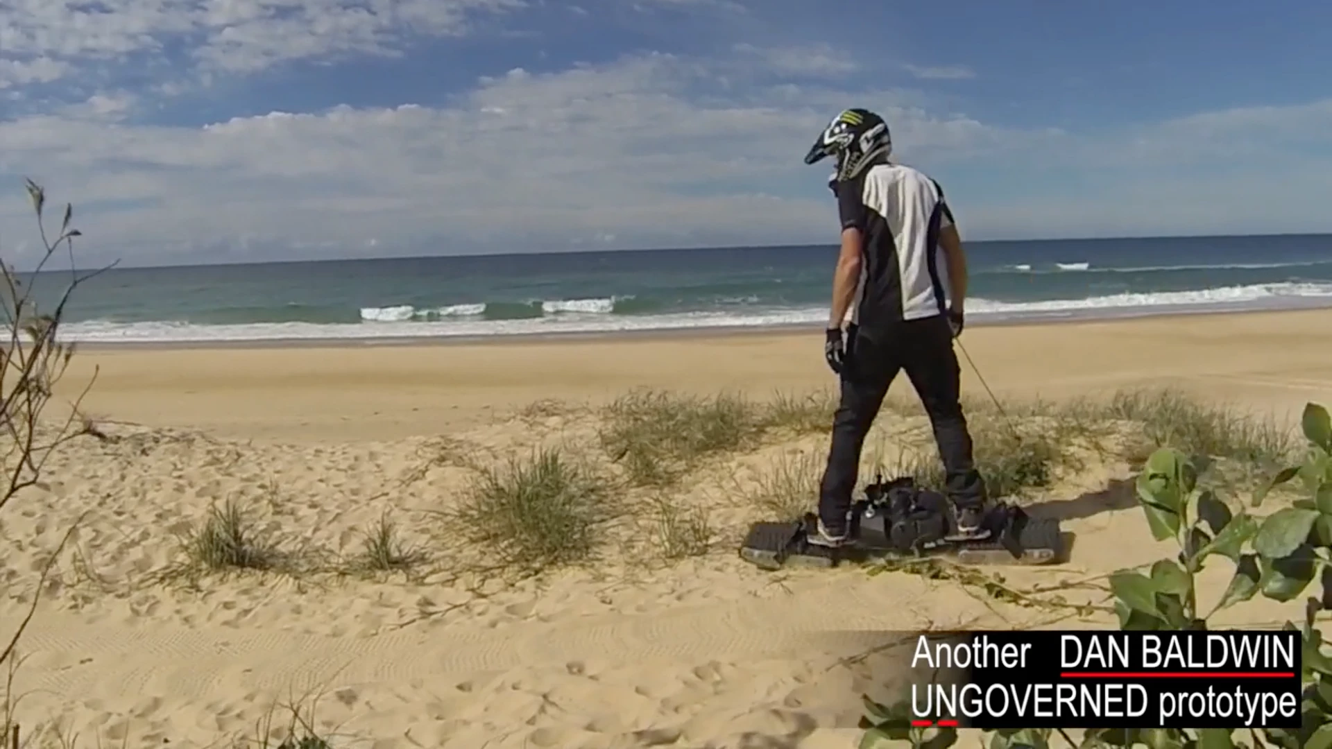The Ungoverned powerboard tackles the sand dunes