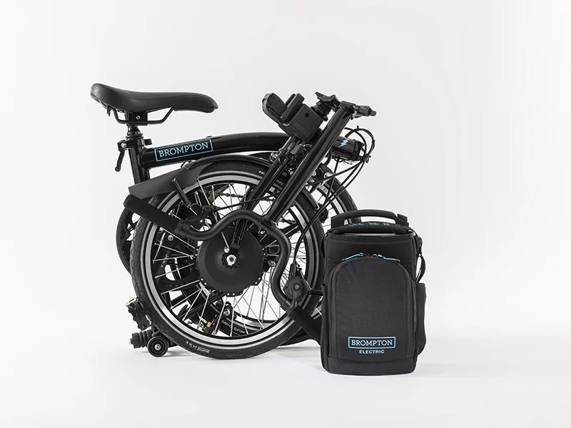 The Brompton Electric folds up to the same size as the company's non-electric models