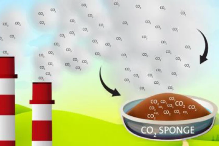 An illustration shows how the polymer could clean up smokestack emissions – although its real value might lie in helping to usher in hydrogen power