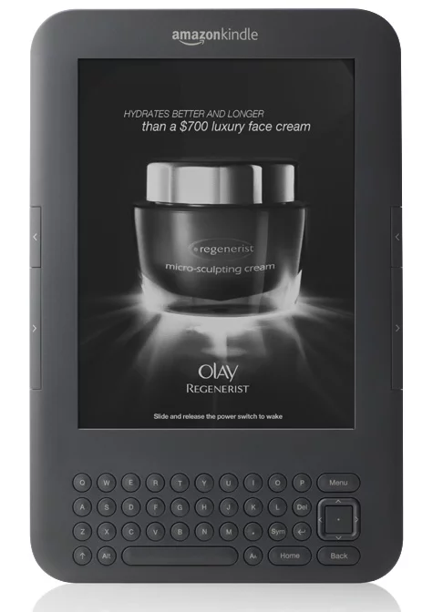 A "sponsored screensaver" on the Kindle with Special Offers