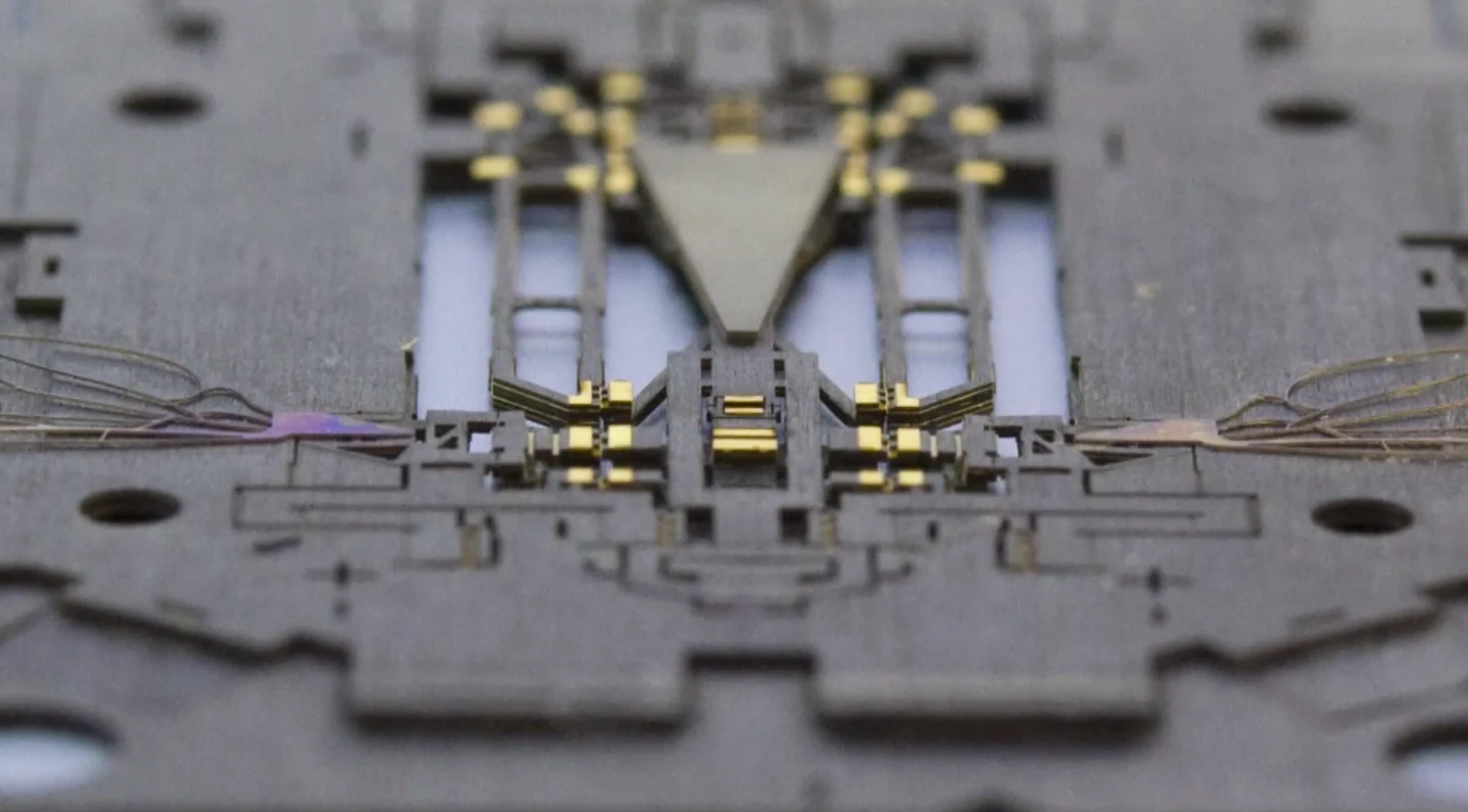 Close-up of the Mobee and scaffold in flat, pre-assembled form