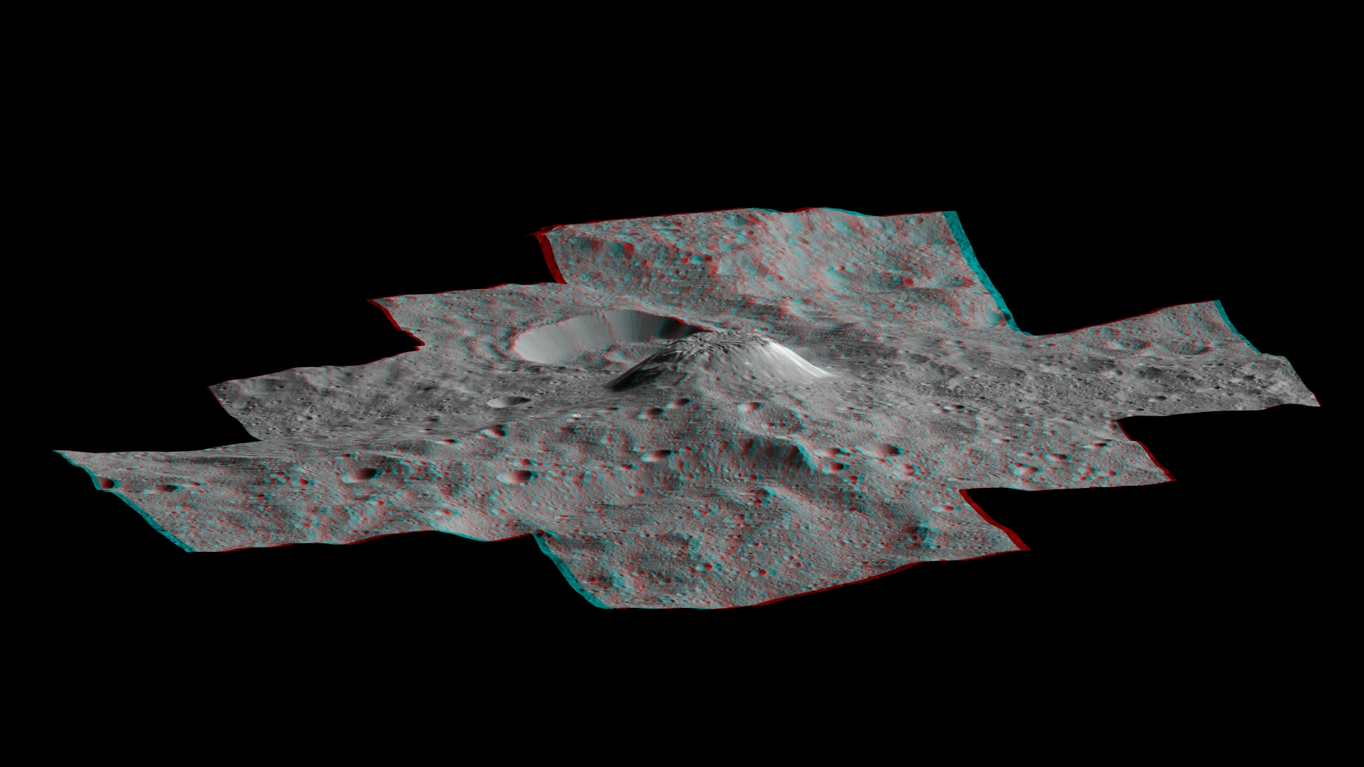 3D image of the side-profile of Ahuna Mons