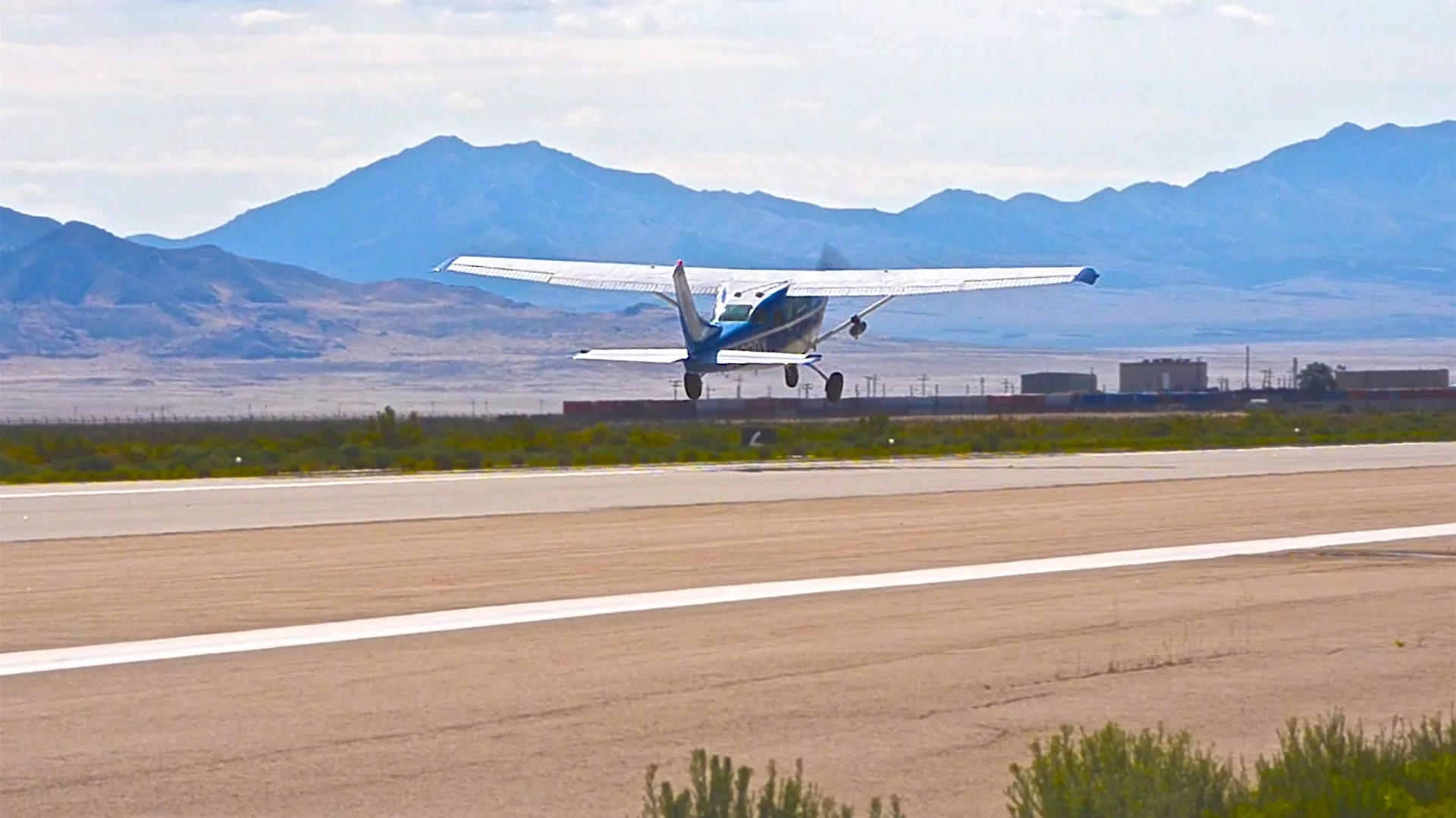 A ROBOpilot controlled 1968 Cessna 206 taking off during it’s first flight at Dugway Proving Ground, Utah