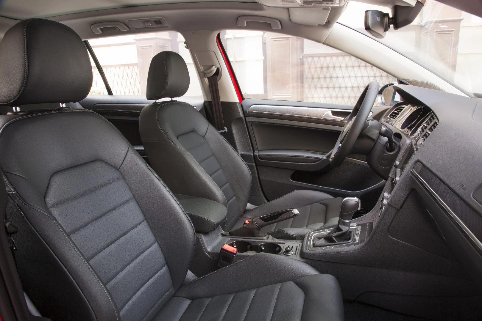 The interior of the 2017 Golf Alltrack is similar to that of the SportWagen, but with a more upscale materials quality