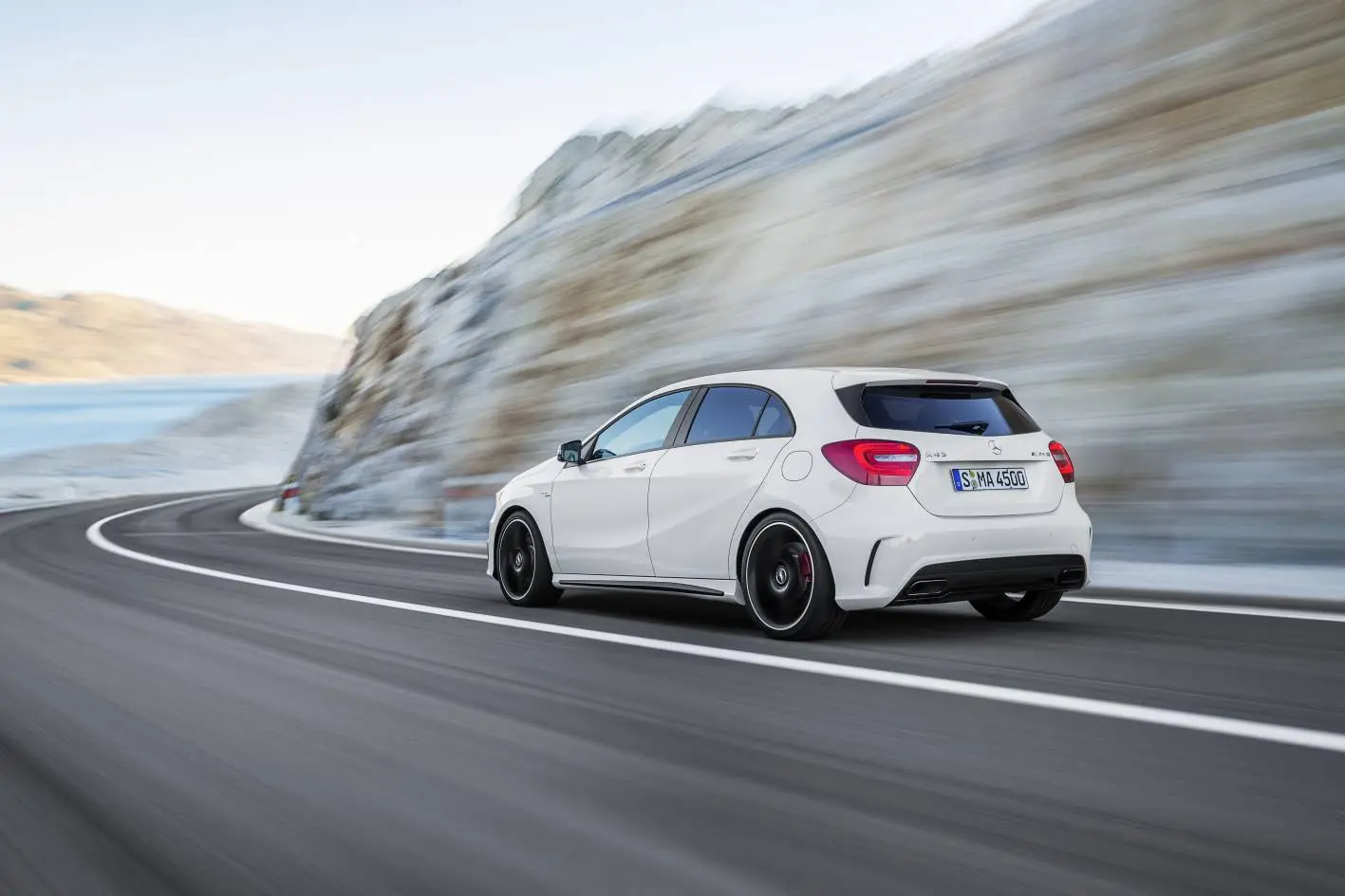The A 45 AMG boasts an electronically limited top speed of 250 km/h (155 mph)