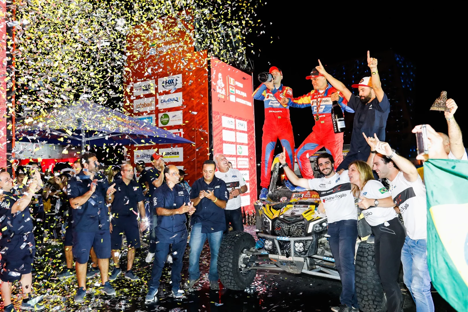 The party is just starting for Brazilian Can-Am team Reinaldo Varela and Gustavo Gugelmin, winners of the side-by-side division