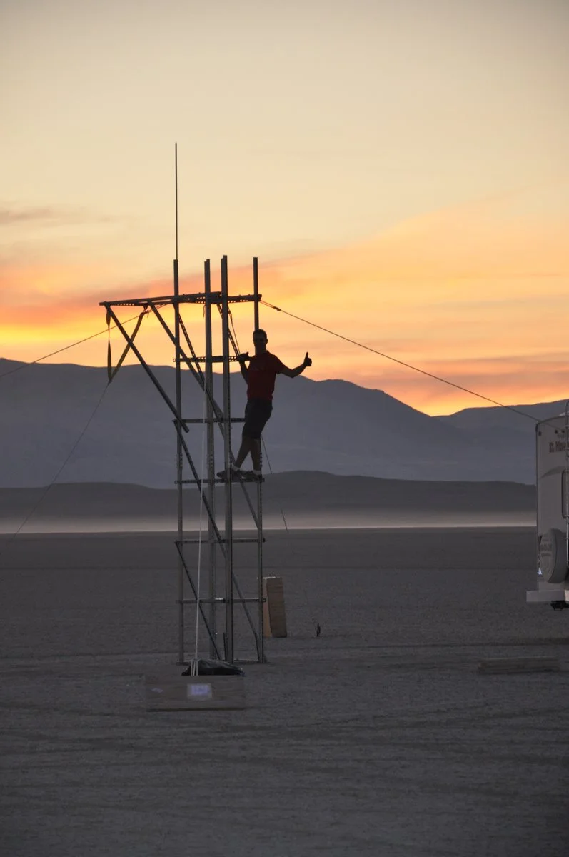 A custom launch tower was built for the Qu8k rocket (Rowan B. Mayback/ddeville.com)