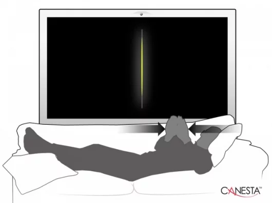 Canesta gesture example: bringing two hands together tells the system to shut down