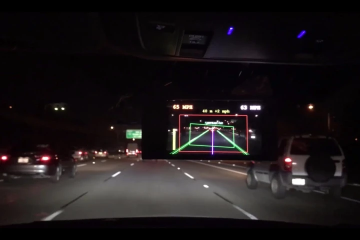 comma.ai's aftermarket self-driving kit in action. The company says it performs as well as the current Tesla Autopilot and better than any other manufacturer's effort