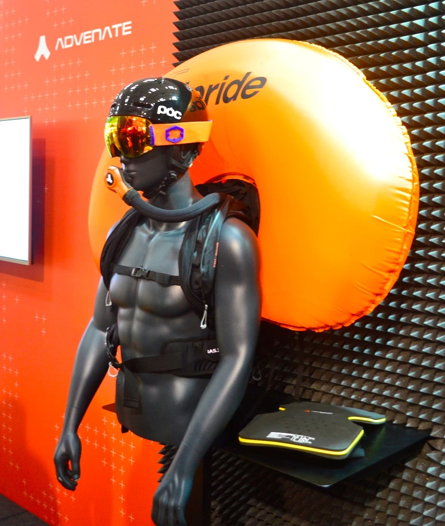 Advenate's Integrated Avalanche System combines an avalanche airbag with a breathing apparatus, both activated with a single pull