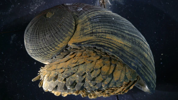 Super-shell has a unique three-layer structure dissipating energy that would cause weaker shells to fracture (Photo taken by Dr. Anders Waren, Swedish Museum of Natural History, Stockholm, Sweden)