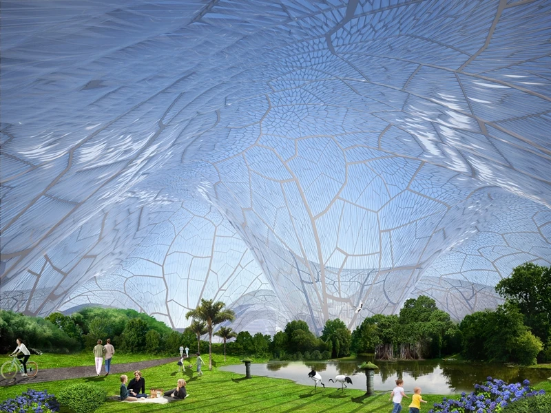 Bubbles is a huge sealed canopy filled with clean air proposed for Beijing