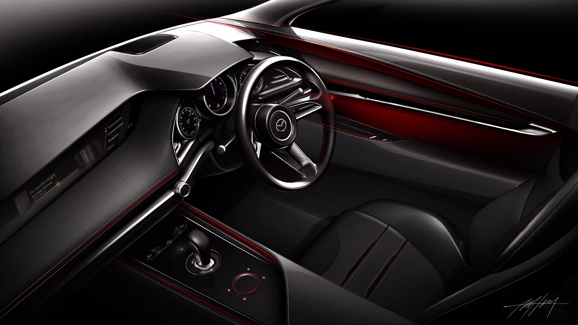 This interior rendering of the Kai Concept shows the driver's instrumentation more clearly