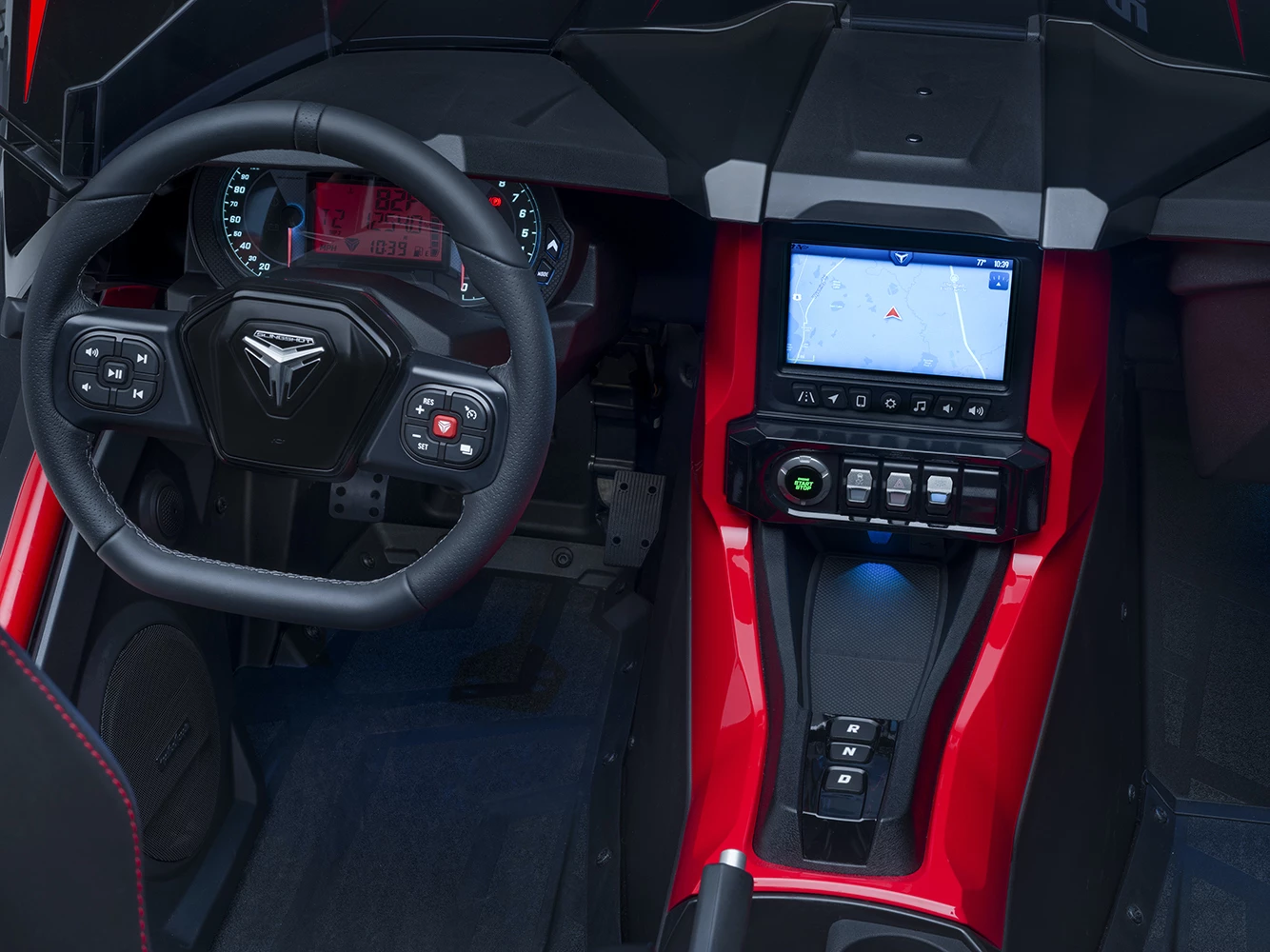 A peek inside the cabin of the 2020 Slingshot