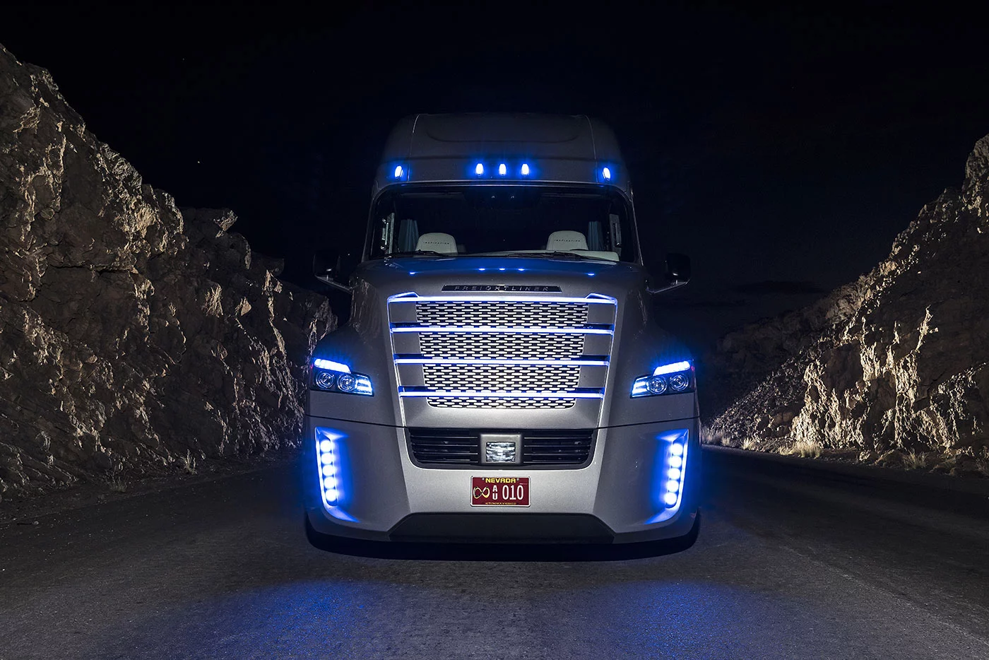 The Freightliner Inspiration showing ambient lighting