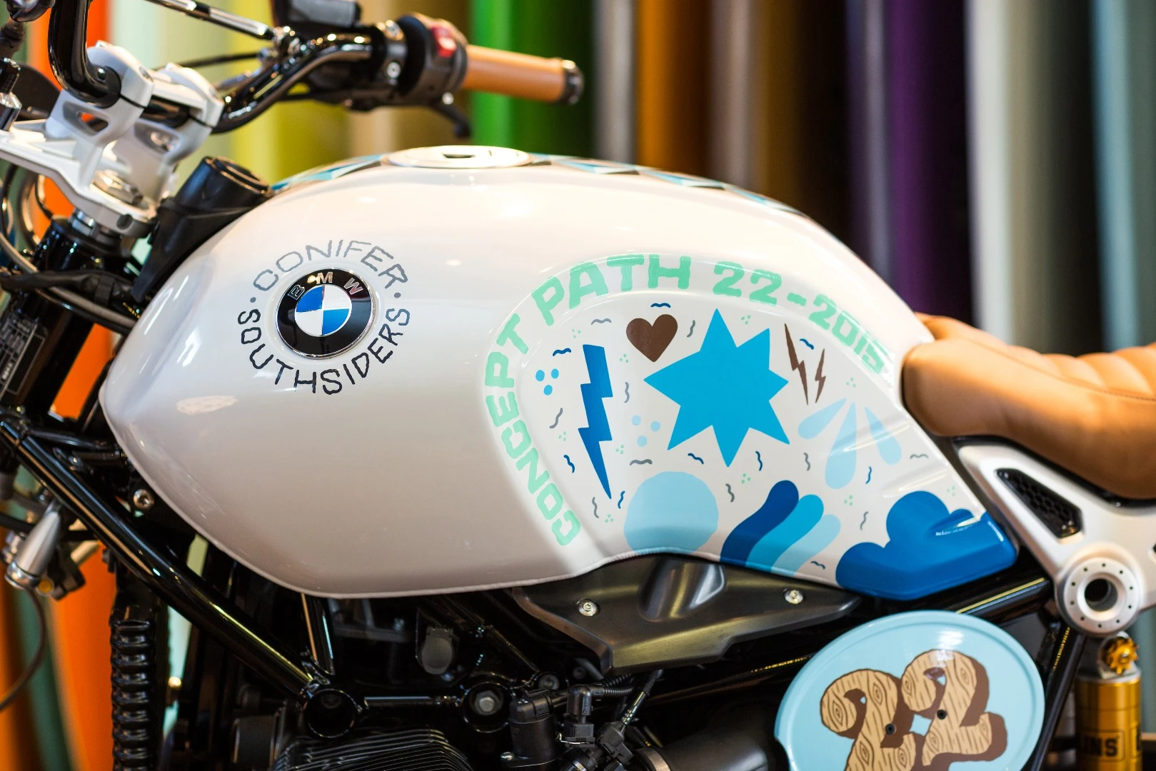 The artwork of Ornamental Conifer, a.k.a. Nicolai Sclater, on the left-hand side of the BMW Concept Path 22