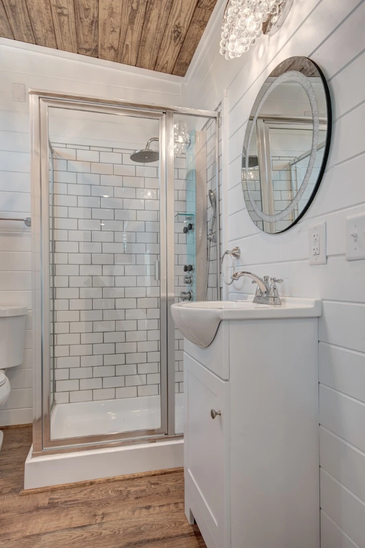 Luxury bathroom inside the Journey tiny house, by Alabama Tiny Homes