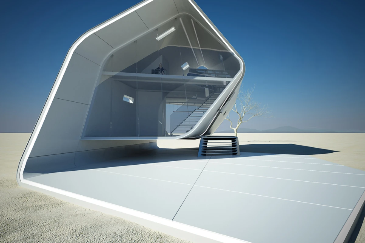 The snail-like building is held together with a carbon fiber truss frame