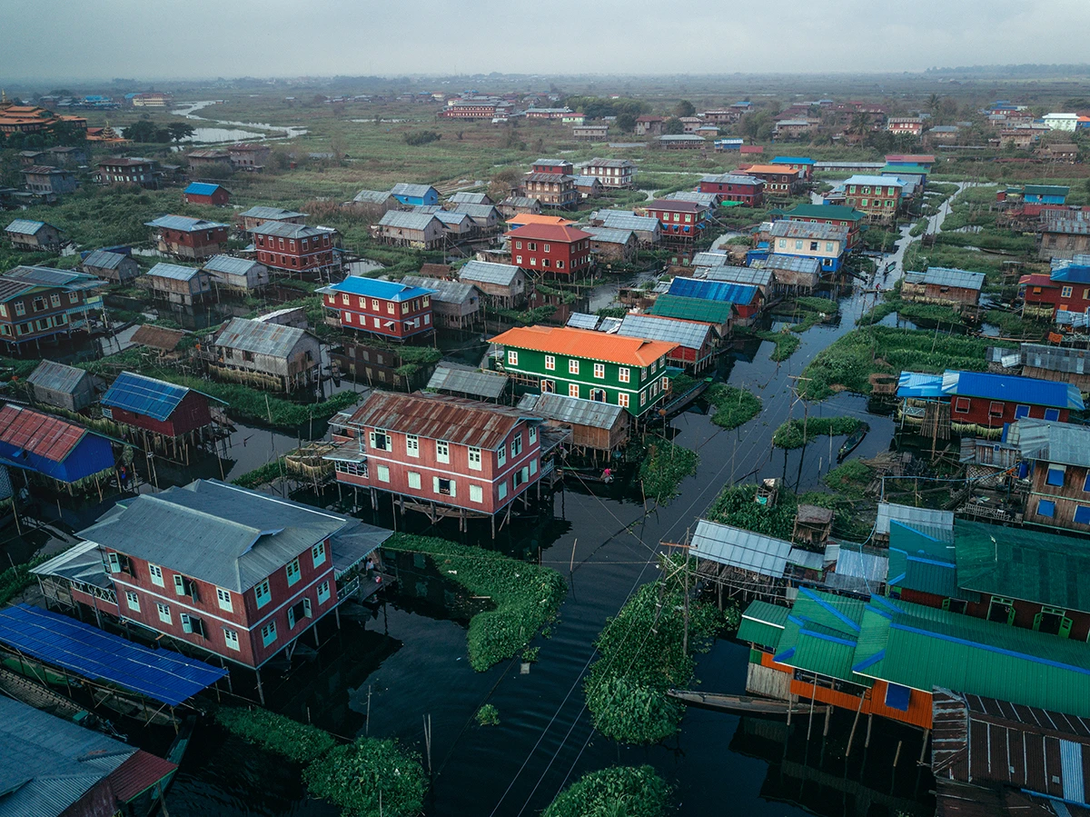 Inle Lake, Myanmar, shot with a DJI Mavic Pro. (Credit: Dimitar Karanikolov / Behance CC BY-NC-ND 4.0)