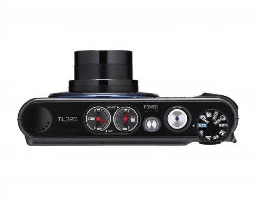 The groovy retro analog dials (Battery and Memory) on the Samsung TL320, 12MP compact digital camera