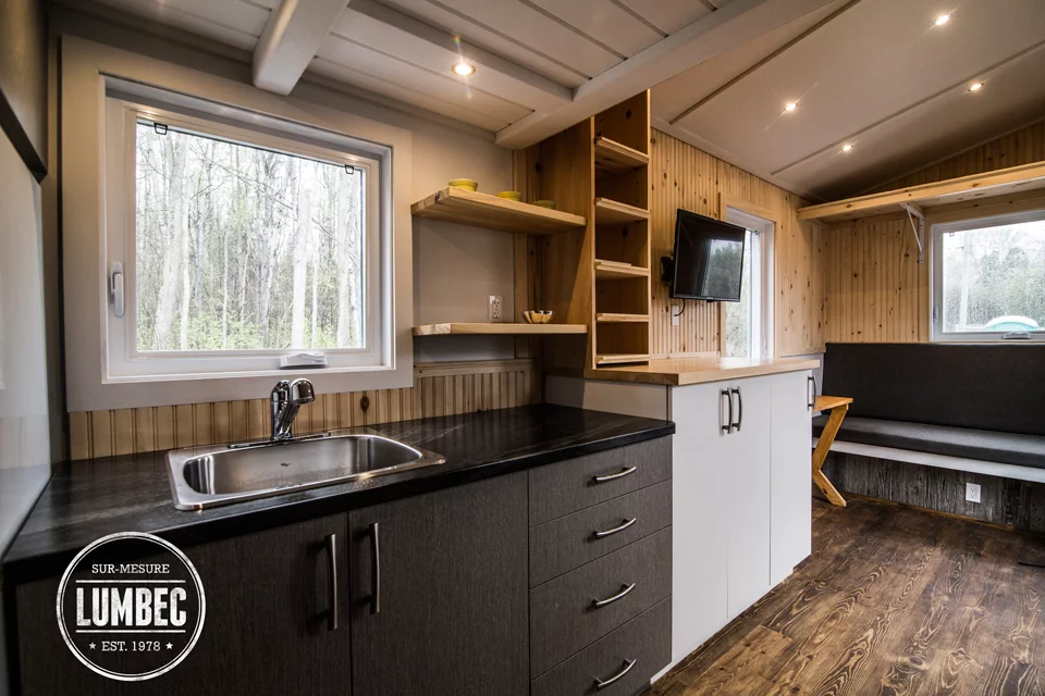 The kitchen has plenty of storage space