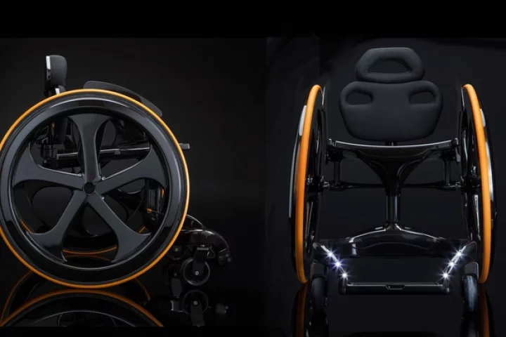The Carbon Black wheelchair is designed to offer a practical and aesthetically pleasing transport option for users looking to ride in style