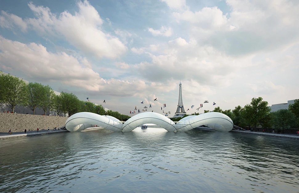The trampoline bridge would make for a startling addition to the waterway