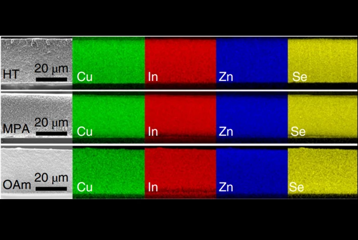 The new quantum dot electrodes and the corresponding spread of different elements in them