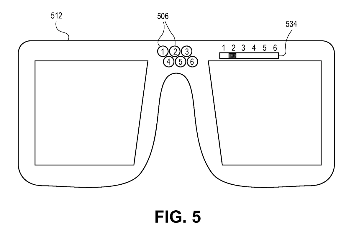 A front view of 3D glasses with closely spaced multiple embedded receivers