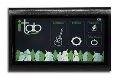 The i-Tab's menu interface on the 5in touchscreen display