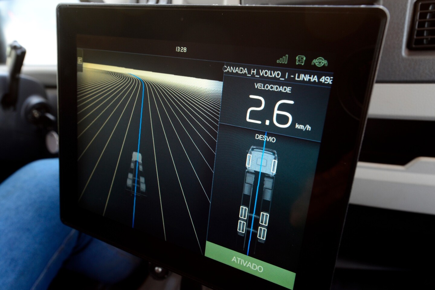 The Volvo truck uses two gyroscopes to avoid veering more than one inch off course