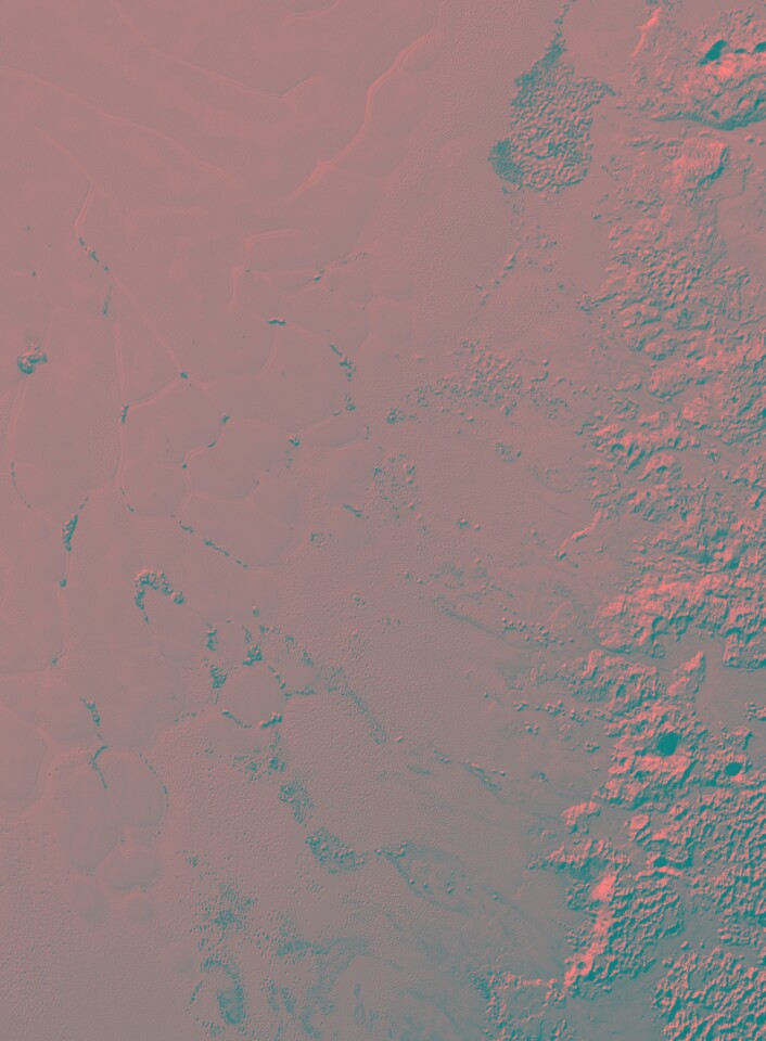 New Horizons image displaying the cell-like formations of Sputnik Planitia