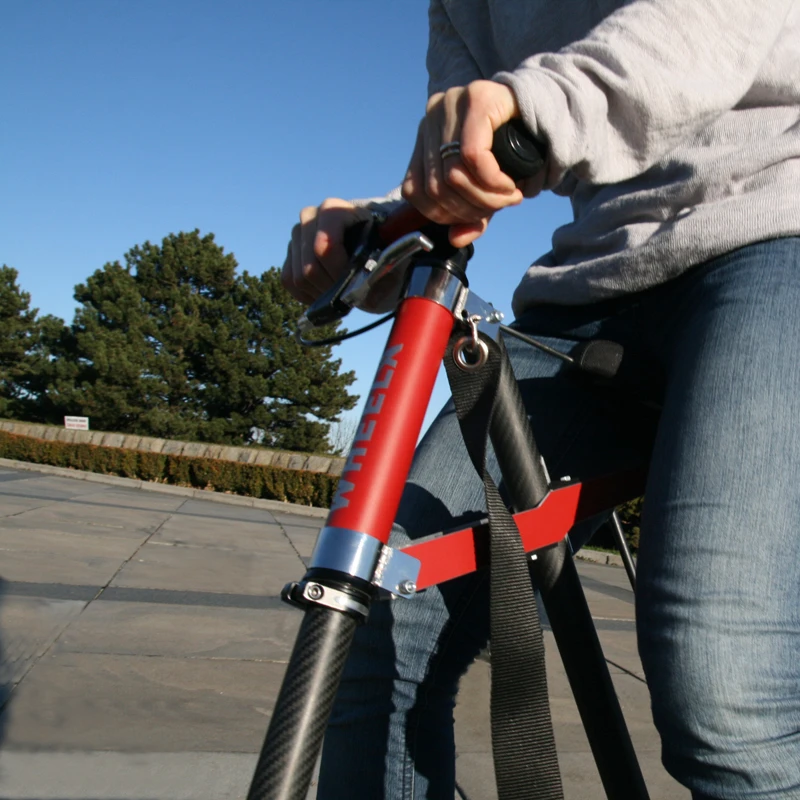 The Wheela scootbike features handlebars with grips for comfort