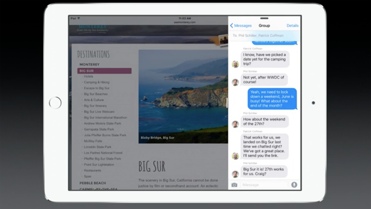 The new OS will also introduce some new multitasking features for iPad users, most notably a new Split View that allows users to use two apps side-by-side