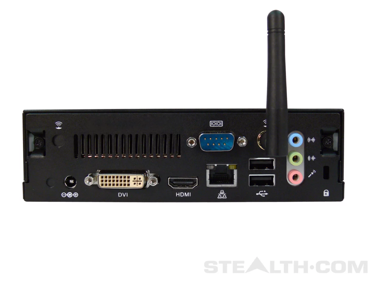The LPC-670 connectivity options include Gigabit LAN, an optional Wi-Fi 802.11g card and antenna, four USB 2.0 ports, RS232 COM port, DVI-I video connector, audio in and out, and a HDMI port