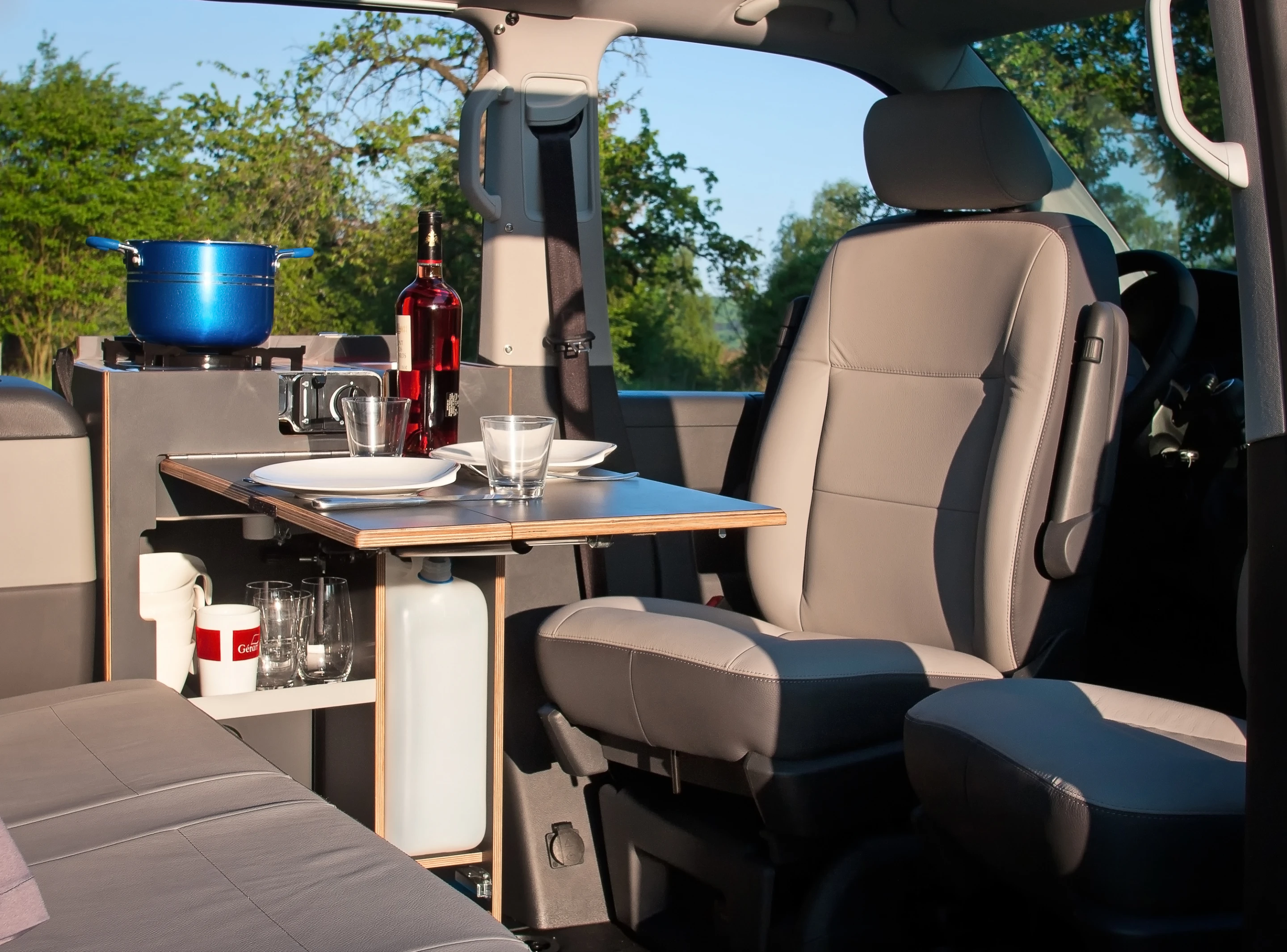 A fold-out table inside serves as a dining room (Photo: SpaceCamper)