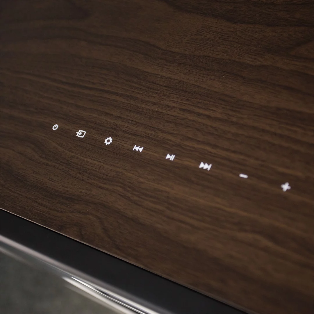 Touch controls can be used to adjust settings, such as EQ